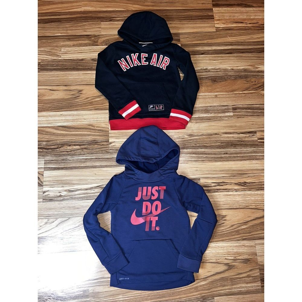Nike Hoodie Hooded Sweatshirt Dri-fit Cotton Boys Sz 5 4/5‎ Lot Of 2